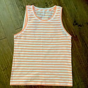J. Crew Girlfriend Peach and White Stripe Tank, Size S